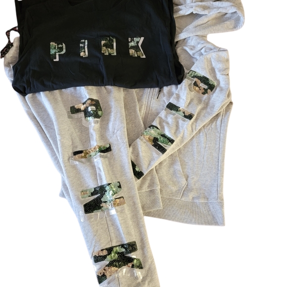 PINK Victoria's Secret Tops - Victoria Secret Pink camo bling set
